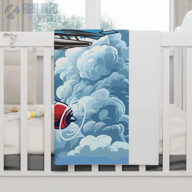 Aviation Dreams Baby Blanket – Blue and Red Planes in the Clouds - Home Decor - Pilot gifts - WWII warbird t-shirt
