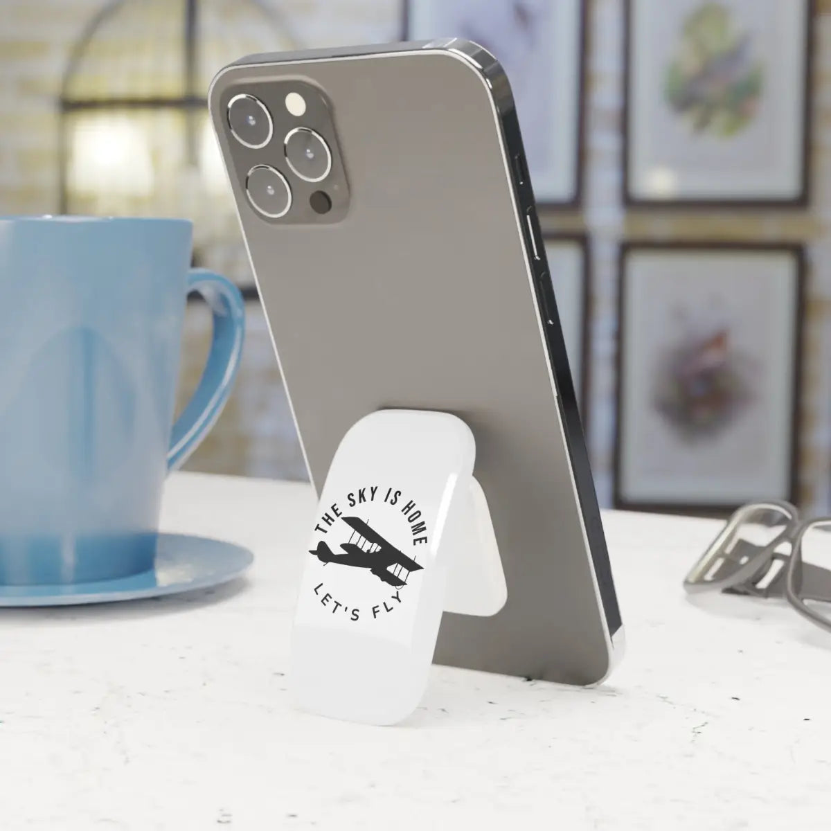 Aviation-Themed Phone Click-On Grip - ’The Sky Is Home Let’s Fly’ - Accessories - Gifts for pilots - Aviation apparel