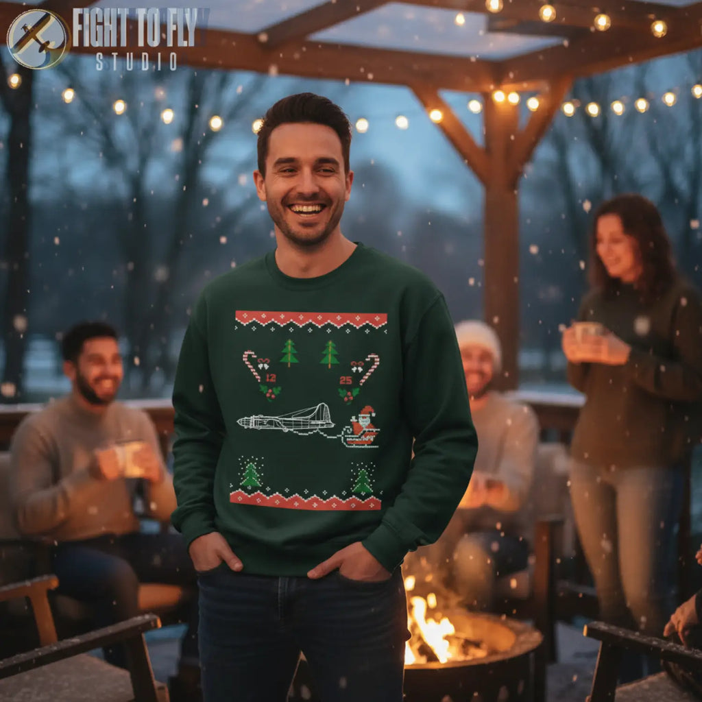 B-17F Flying Fortress “Festive Fortress” Sweatshirt - Pilot gifts - WWII warbird t-shirt
