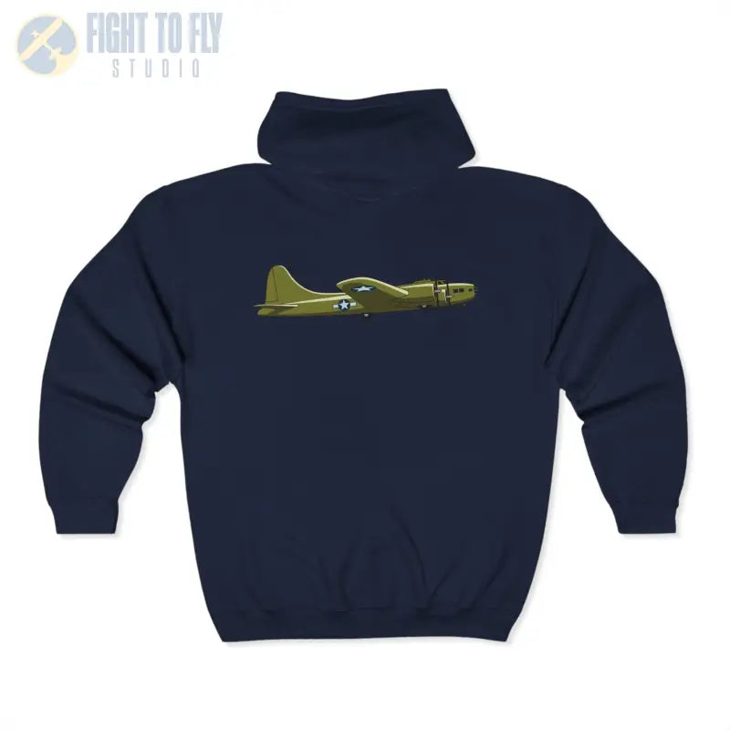 B-17F Legendary WWII Bomber Full Zip Hoodie - Pilot gifts - warbird t-shirt
