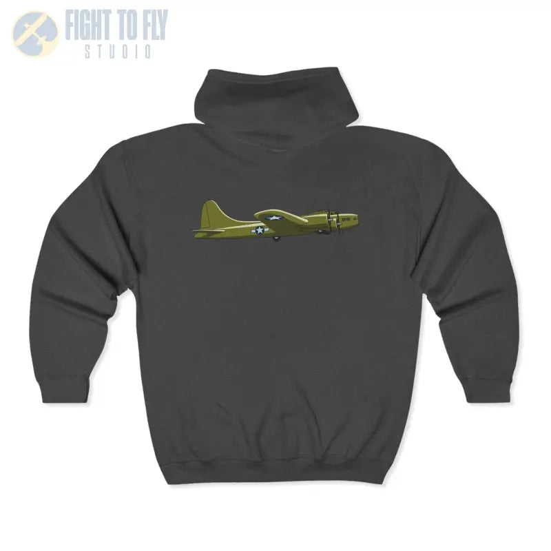 B-17F Legendary WWII Bomber Full Zip Hoodie - Pilot gifts - warbird t-shirt