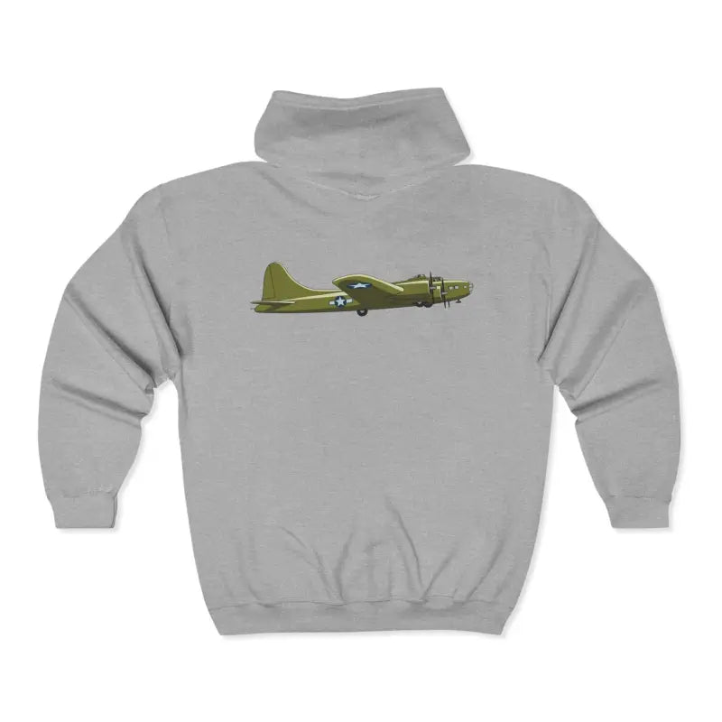 B-17F Legendary WWII Bomber Full Zip Hoodie - Pilot gifts - warbird t-shirt