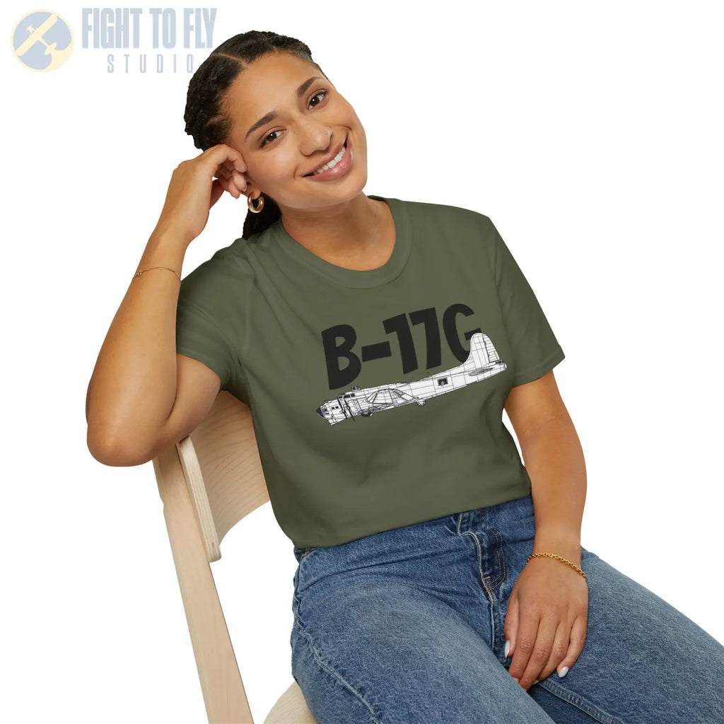 B-17G Flying Fortress Side Profile T-Shirt - Pilot gifts - WWII warbird t-shirt
