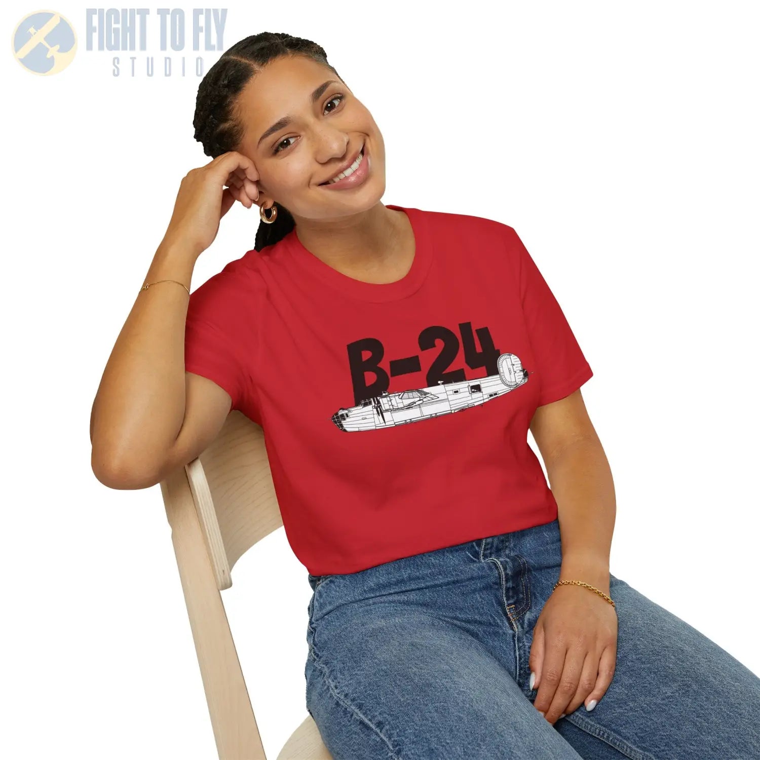 B-24 Liberator Side Profile T-Shirt - Pilot gifts - WWII warbird t-shirt