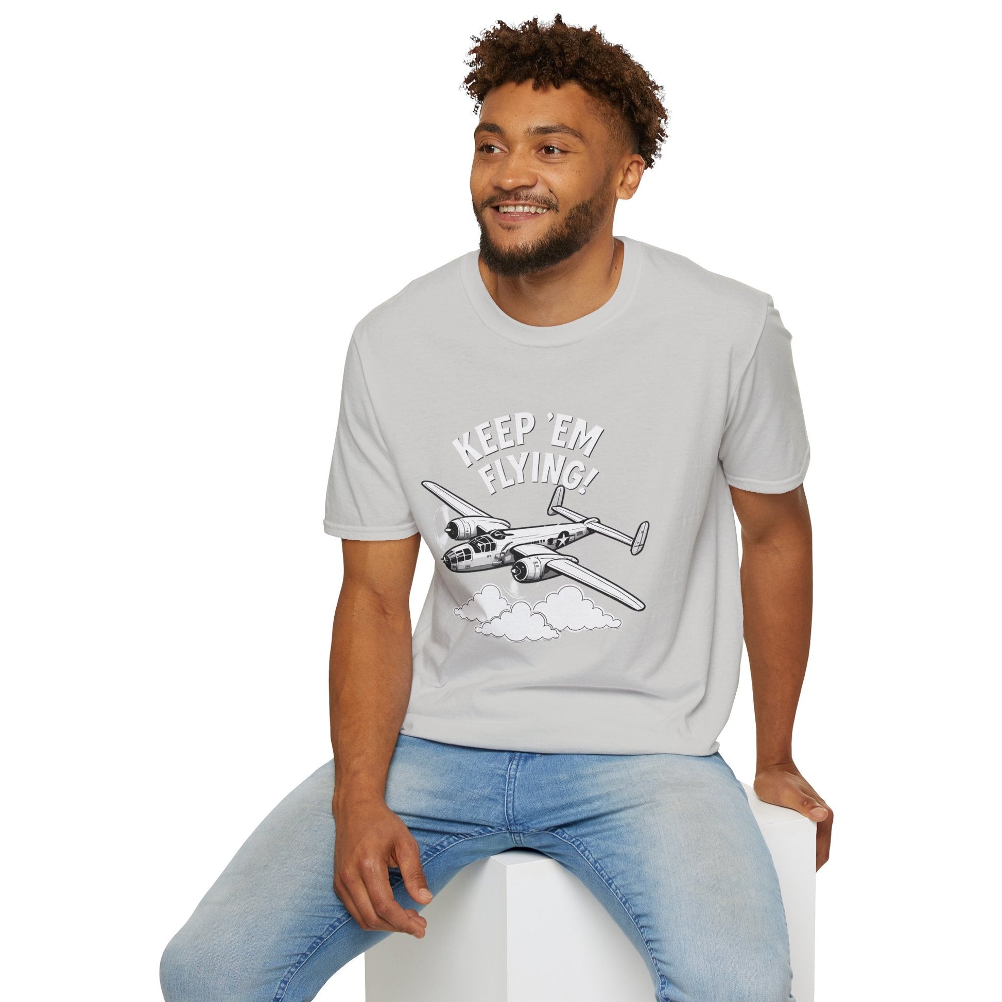B 25 Premium T Shirt – “Keep ’Em Flying!” WWII Medium Bomber Graphic Tee Pilot gifts warbird t shirt