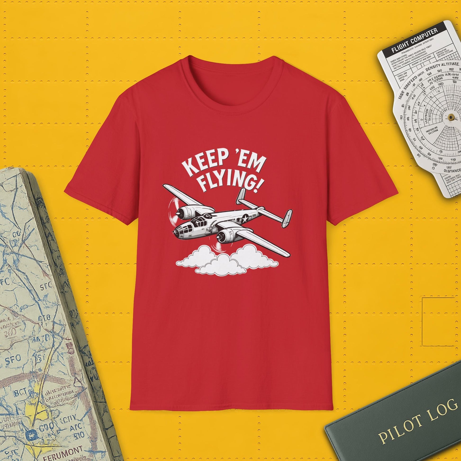 B-25 Premium T-Shirt – “Keep ’Em Flying!” WWII Medium Bomber Graphic Tee - Pilot gifts - warbird t-shirt