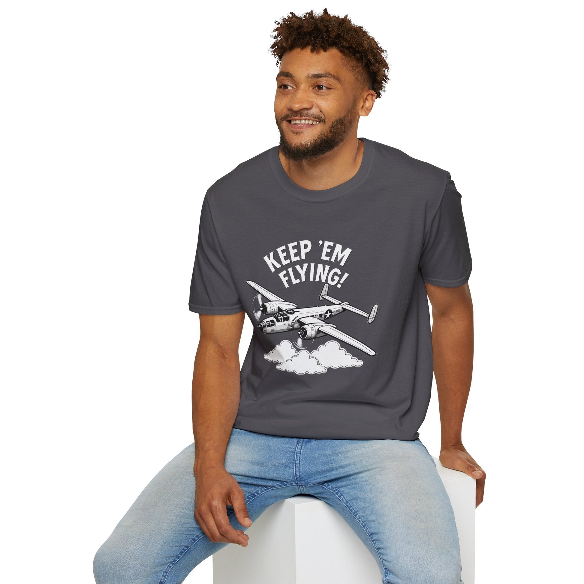 B 25 Premium T Shirt – “Keep ’Em Flying!” WWII Medium Bomber Graphic Tee Pilot gifts warbird t shirt