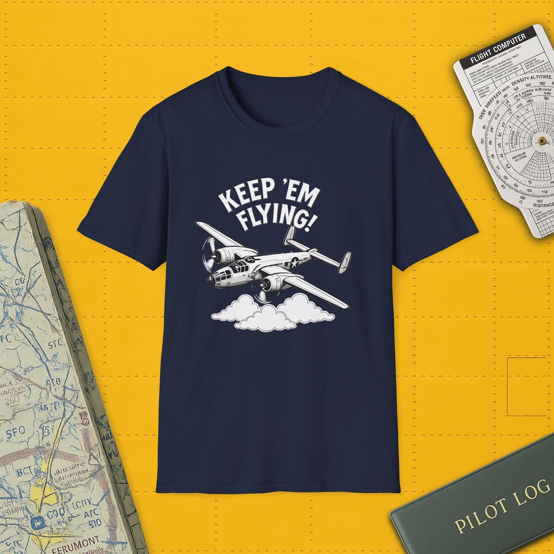 B-25 Premium T-Shirt – “Keep ’Em Flying!” WWII Medium Bomber Graphic Tee - Pilot gifts - warbird t-shirt