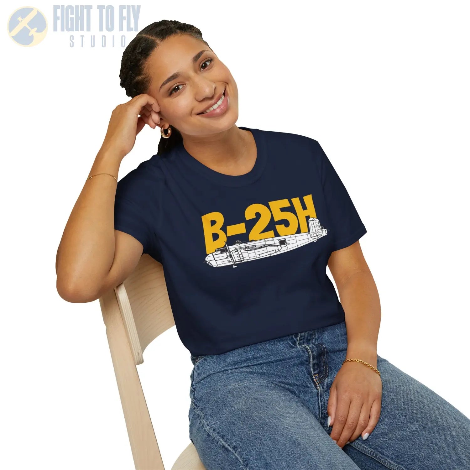 B-25H Mitchell Side Profile T-Shirt - Pilot gifts - WWII warbird t-shirt