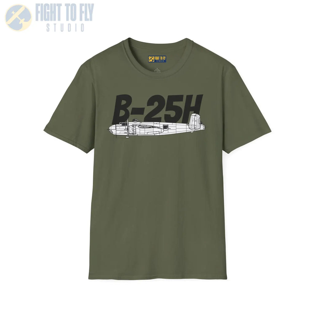 B-25H Mitchell Side Profile T-Shirt - Pilot gifts - WWII warbird t-shirt