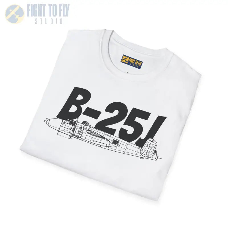 B-25J (8-Gun Nose) Side Profile T-Shirt – WWII Gunship Bomber Tee - Pilot gifts - warbird t-shirt
