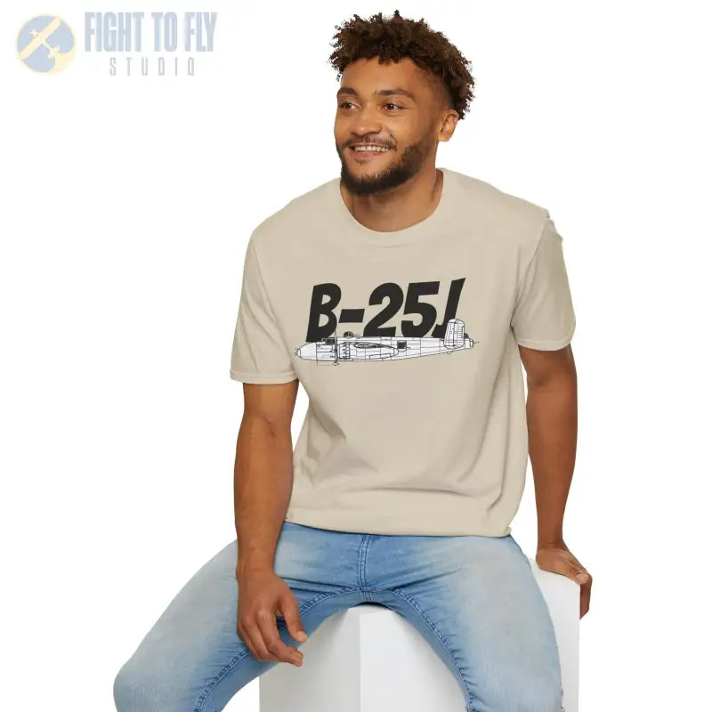 B-25J (8-Gun Nose) Side Profile T-Shirt – WWII Gunship Bomber Tee - Pilot gifts - warbird t-shirt