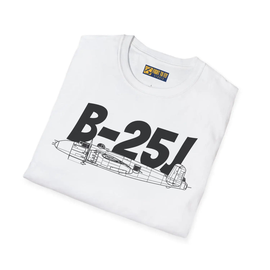 B-25J (8-Gun Nose) Mitchell Side Profile T-Shirt - Pilot gifts - WWII warbird t-shirt