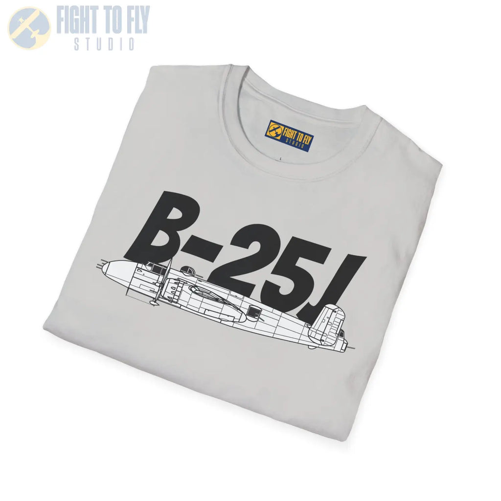 B-25J (8-Gun Nose) Mitchell Side Profile T-Shirt - Pilot gifts - WWII warbird t-shirt