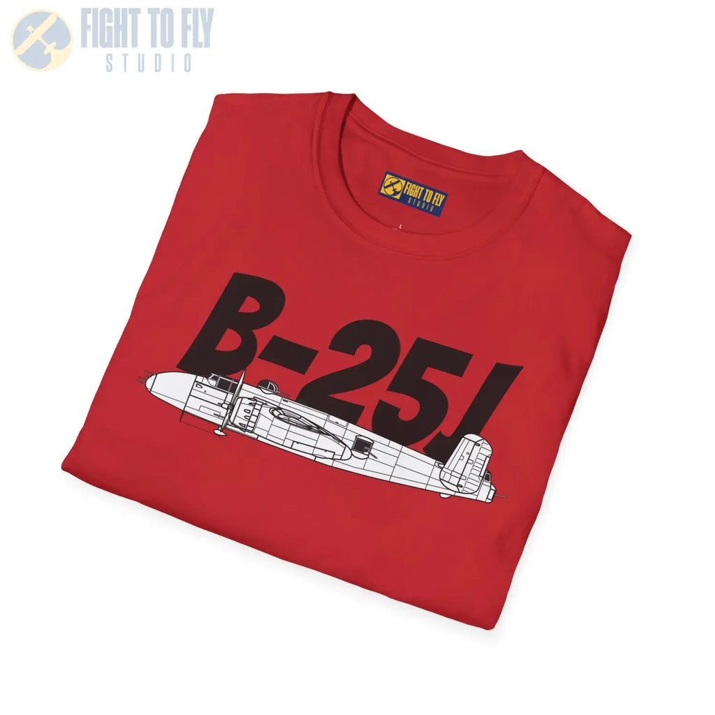 B-25J (8-Gun Nose) Mitchell Side Profile T-Shirt - Pilot gifts - WWII warbird t-shirt