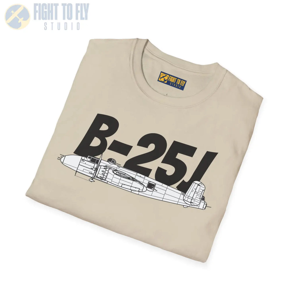 B-25J (8-Gun Nose) Mitchell Side Profile T-Shirt - Pilot gifts - WWII warbird t-shirt