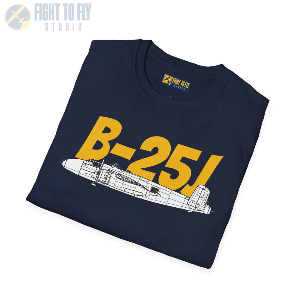 B-25J (8-Gun Nose) Mitchell Side Profile T-Shirt - Pilot gifts - WWII warbird t-shirt