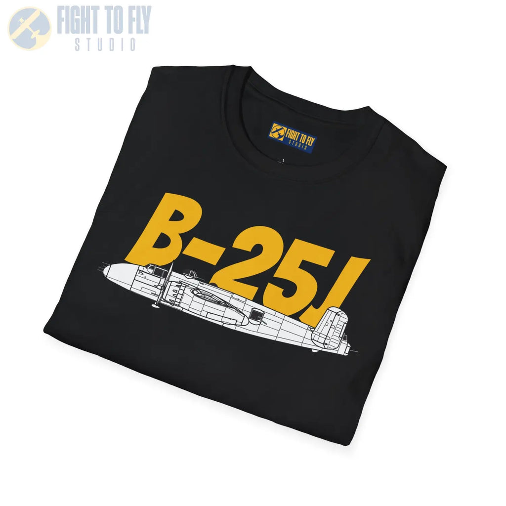 B-25J (8-Gun Nose) Mitchell Side Profile T-Shirt - Pilot gifts - WWII warbird t-shirt