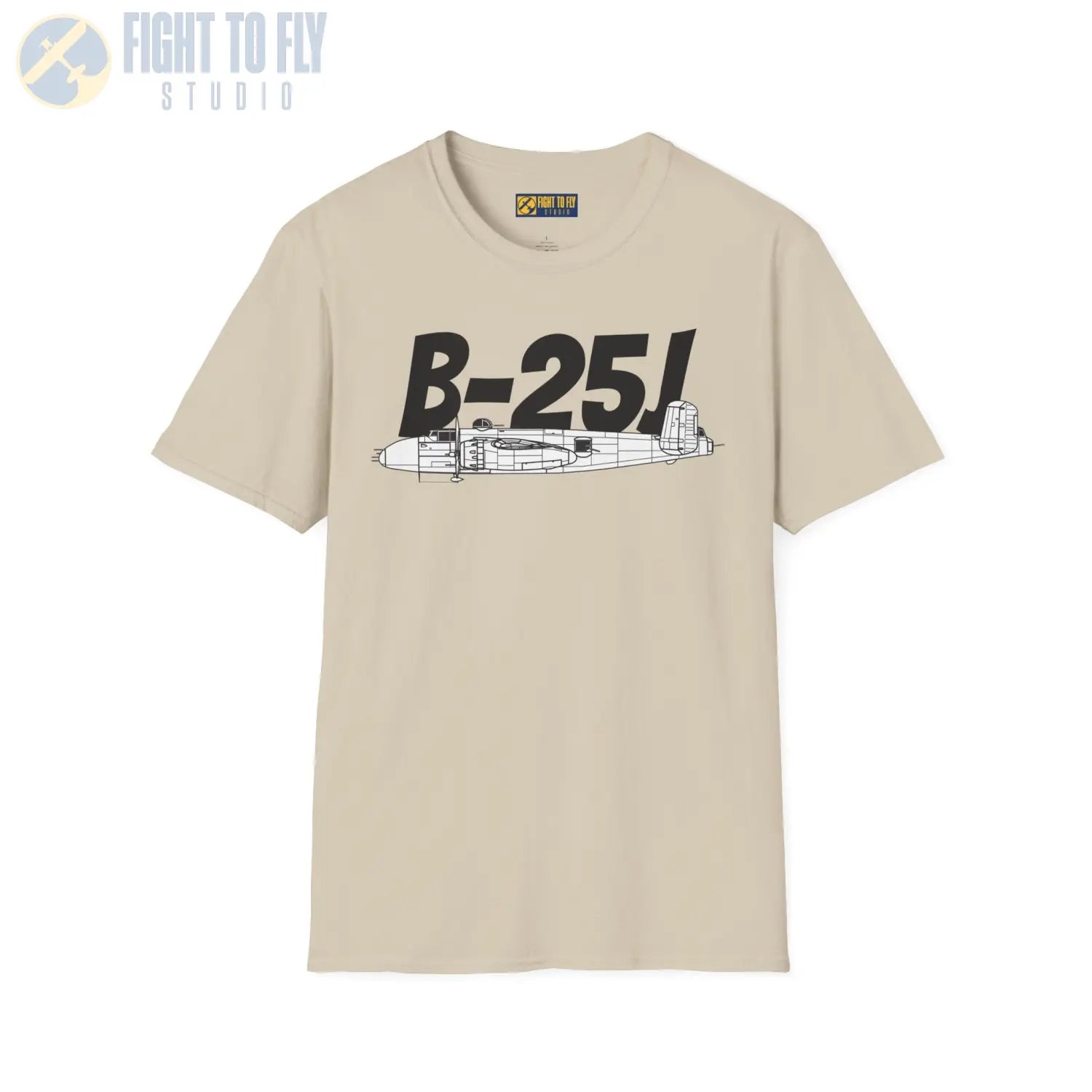 B-25J (8-Gun Nose) Mitchell Side Profile T-Shirt - Pilot gifts - WWII warbird t-shirt