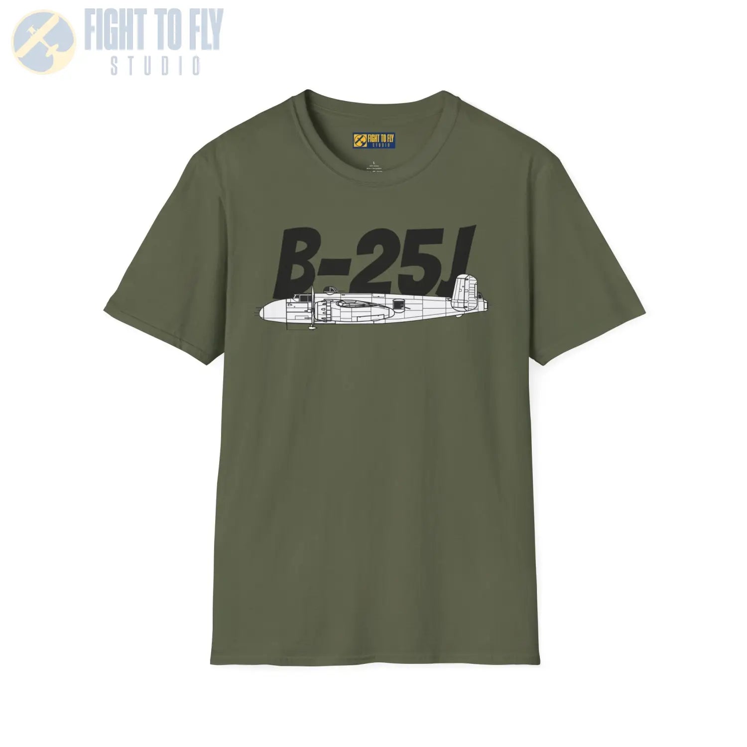 B-25J (8-Gun Nose) Mitchell Side Profile T-Shirt - Pilot gifts - WWII warbird t-shirt