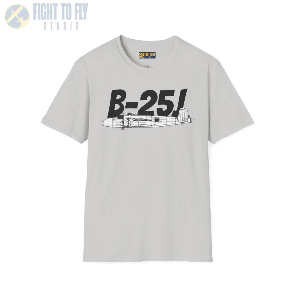B-25J (8-Gun Nose) Mitchell Side Profile T-Shirt - Pilot gifts - WWII warbird t-shirt