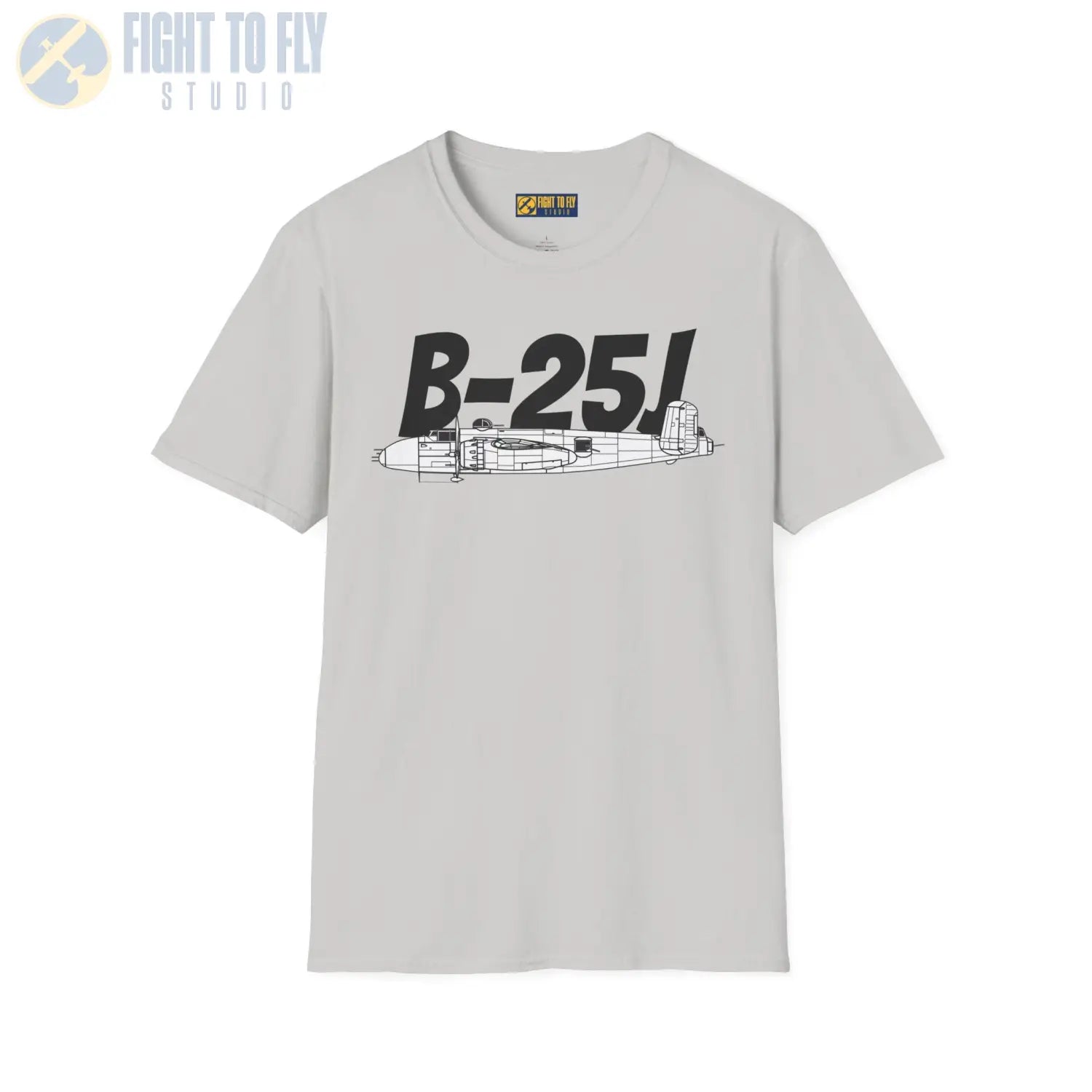 B-25J (8-Gun Nose) Mitchell Side Profile T-Shirt - Pilot gifts - WWII warbird t-shirt