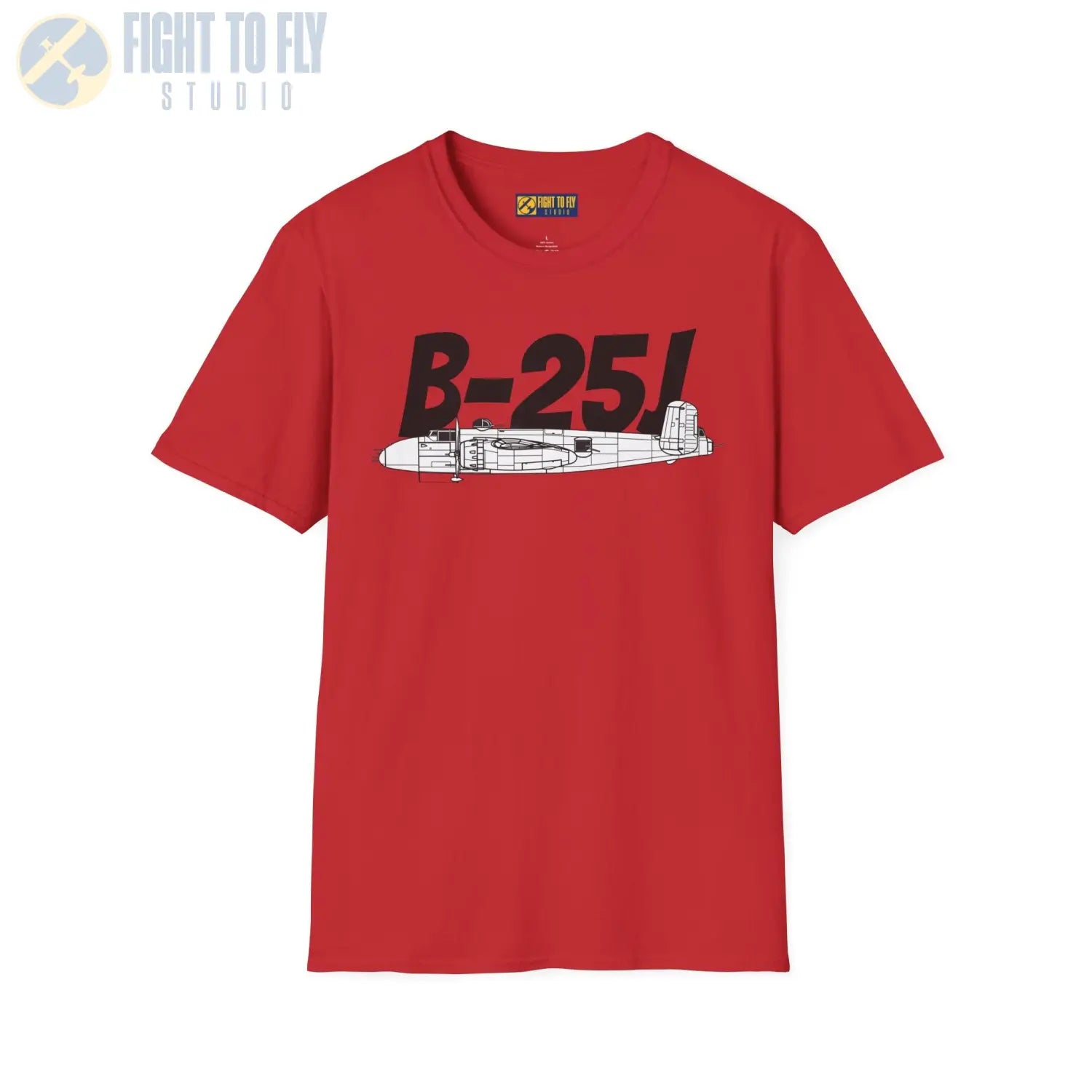 B-25J (8-Gun Nose) Mitchell Side Profile T-Shirt - Pilot gifts - WWII warbird t-shirt