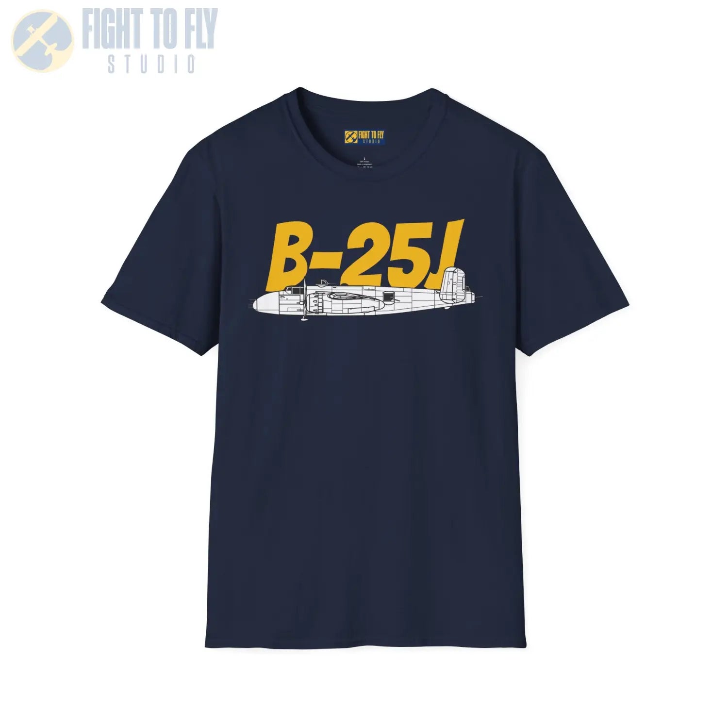 B-25J (8-Gun Nose) Mitchell Side Profile T-Shirt - Pilot gifts - WWII warbird t-shirt