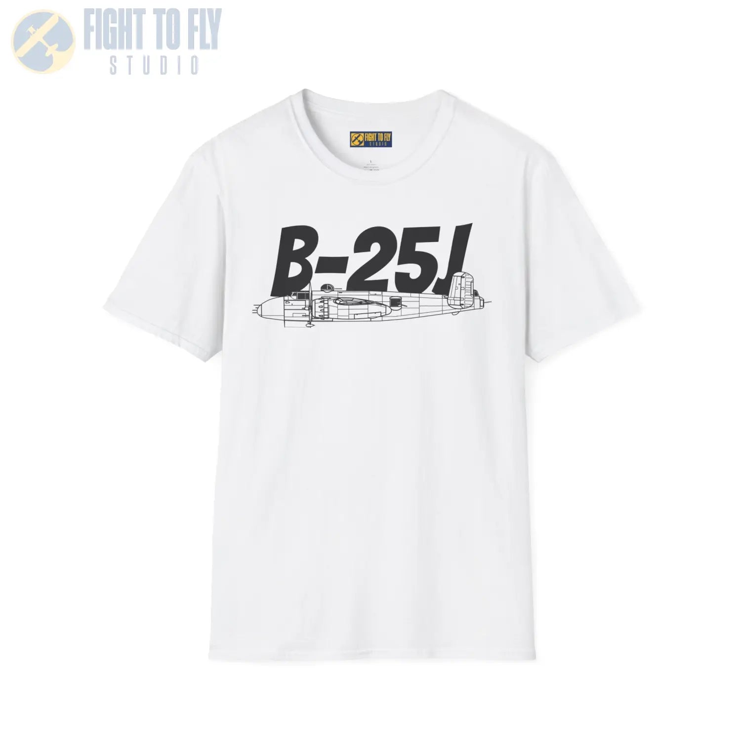 B-25J (8-Gun Nose) Mitchell Side Profile T-Shirt - Pilot gifts - WWII warbird t-shirt