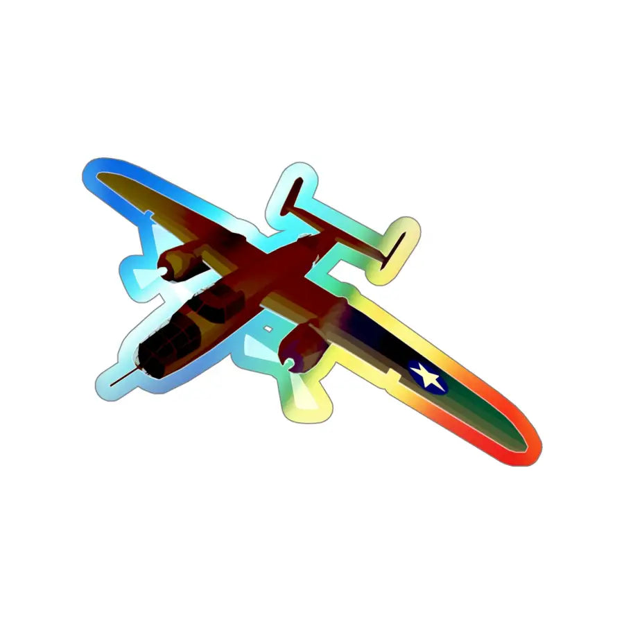 B-25J Mitchell Holographic Die-Cut Stickers - Paper products - Pilot gifts - WWII warbird t-shirt