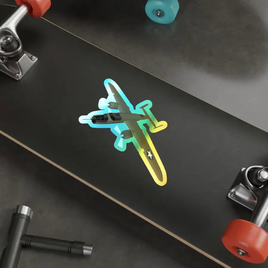 B-25J Mitchell Holographic Die-Cut Stickers - Paper products - Pilot gifts - WWII warbird t-shirt