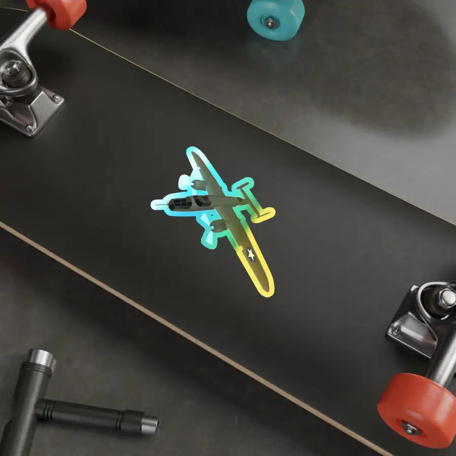 B-25J Mitchell Holographic Die-Cut Stickers - Paper products - Pilot gifts - WWII warbird t-shirt