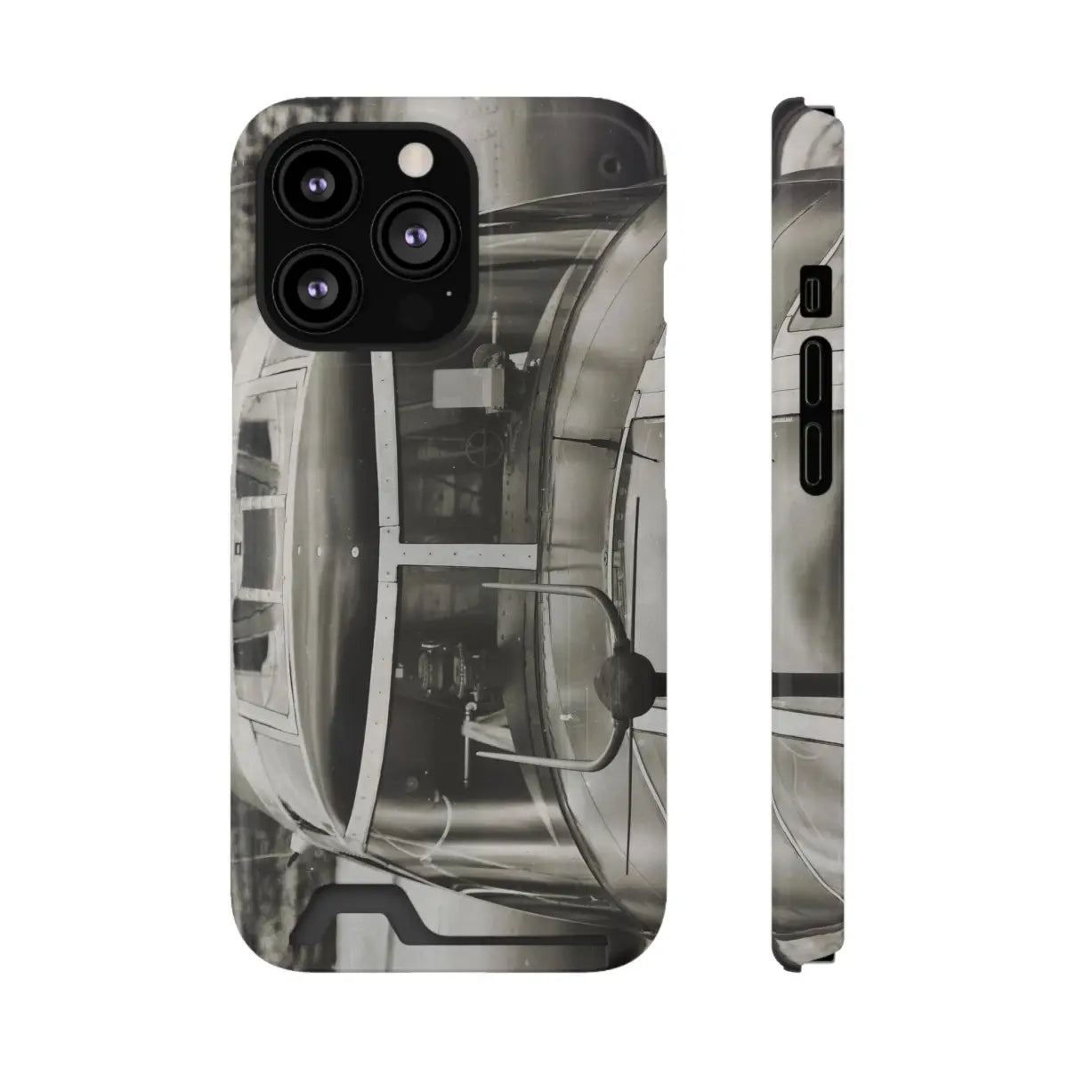 B-25J Mitchell Vintage Airplane Phone Case with Card Holder - Gifts for pilots - Aviation apparel
