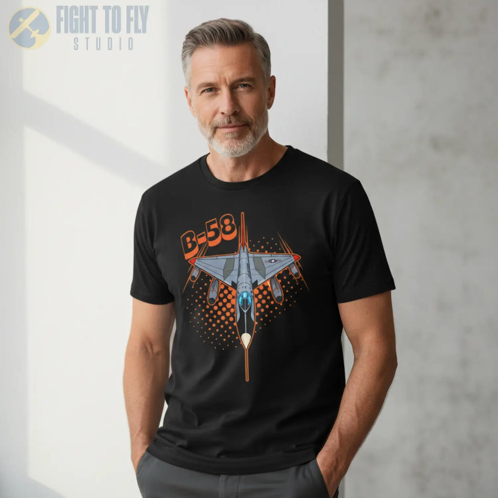 B-58 Hustler Comic Style T-Shirt - Pilot gifts - WWII warbird t-shirt