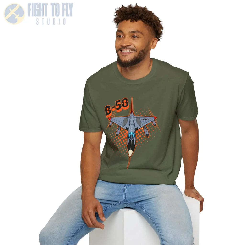 B-58 Hustler Comic Style T-Shirt - Pilot gifts - WWII warbird t-shirt