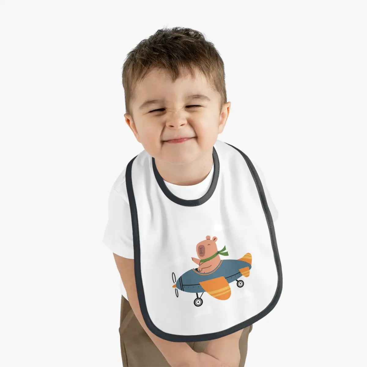 Baby Airplane Bib with Contrast Trim - Kids clothes - Pilot gifts - WWII warbird t-shirt