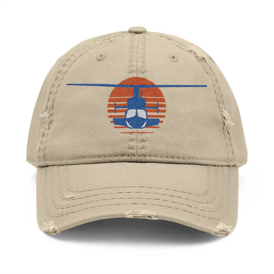 Bell 222 Helicopter Distressed Hat (Embroidery) - Hats - Pilot gifts - WWII warbird t-shirt