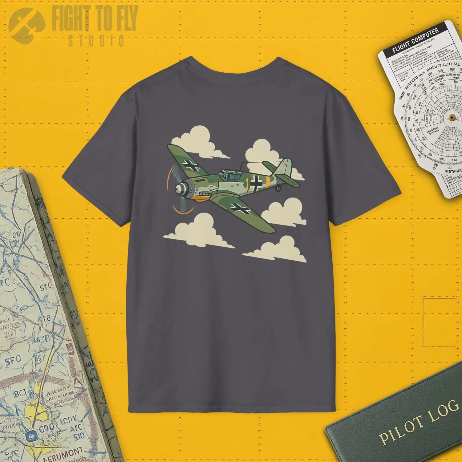 Messerschmitt Bf 109 Premium Full Graphic T-Shirt - Pilot gifts - WWII warbird t-shirt