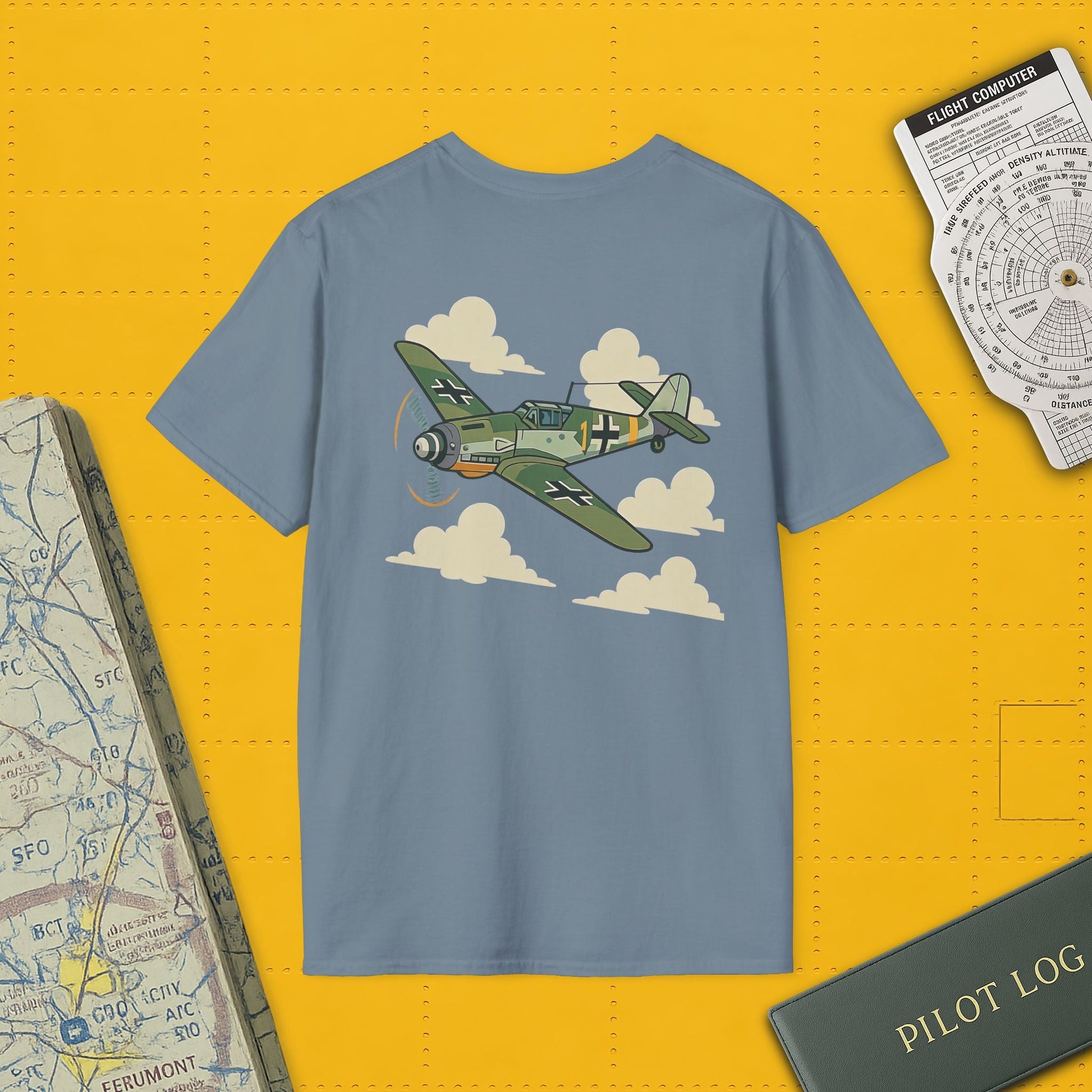 Bf 109 Premium T-Shirt – Iconic WWII Fighter Full Print Aviation Tee - Pilot gifts - warbird t-shirt