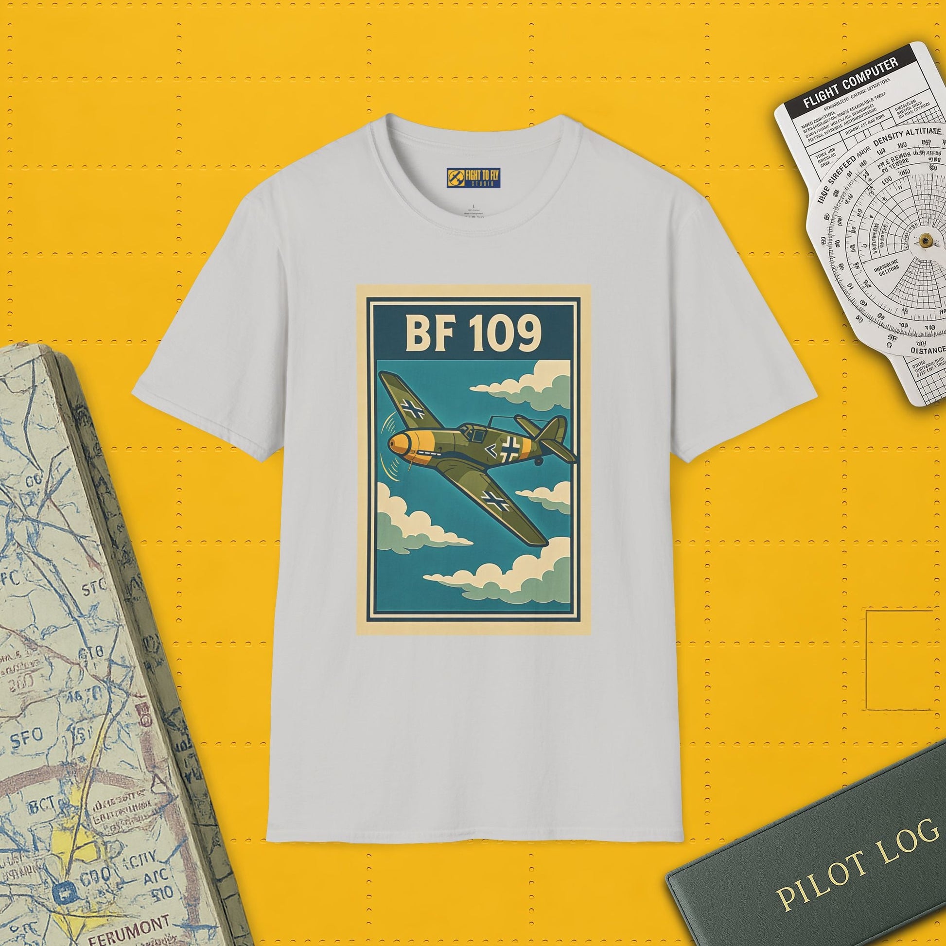 Bf 109 Premium T-Shirt – Iconic WWII Fighter Full Print Aviation Tee - Pilot gifts - warbird t-shirt