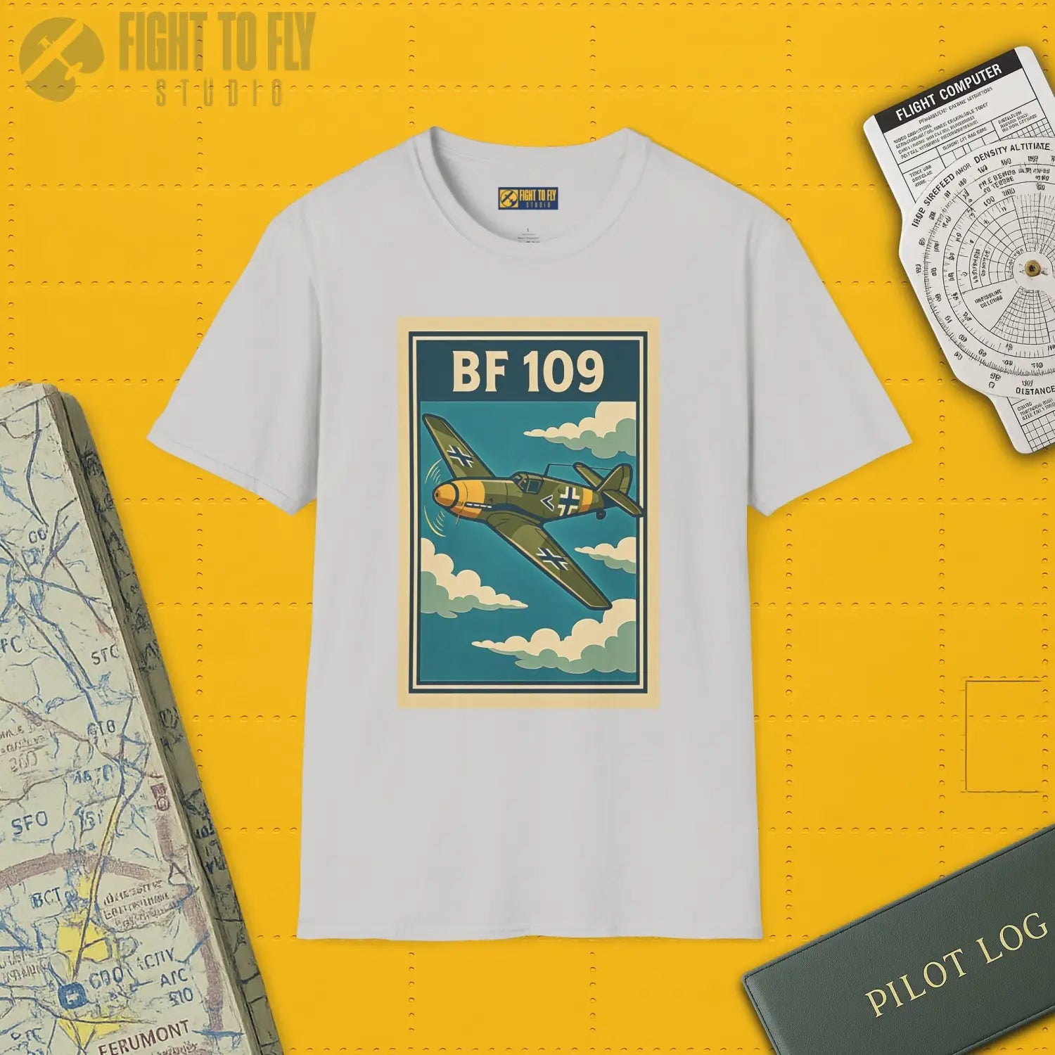 Messerschmitt Bf 109 Premium Full Graphic T-Shirt - Pilot gifts - WWII warbird t-shirt