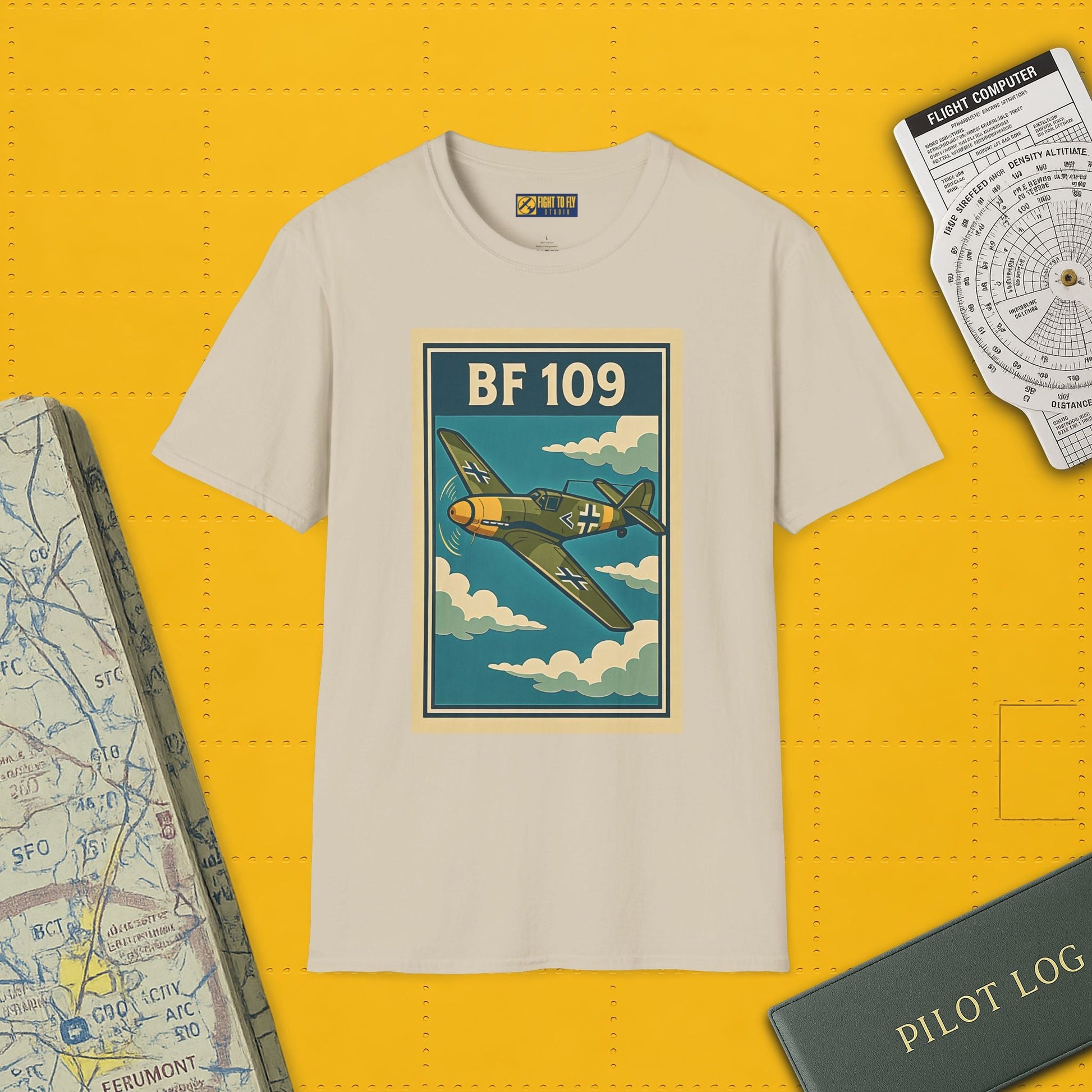 Bf 109 Premium T-Shirt – Iconic WWII Fighter Full Print Aviation Tee - Pilot gifts - warbird t-shirt