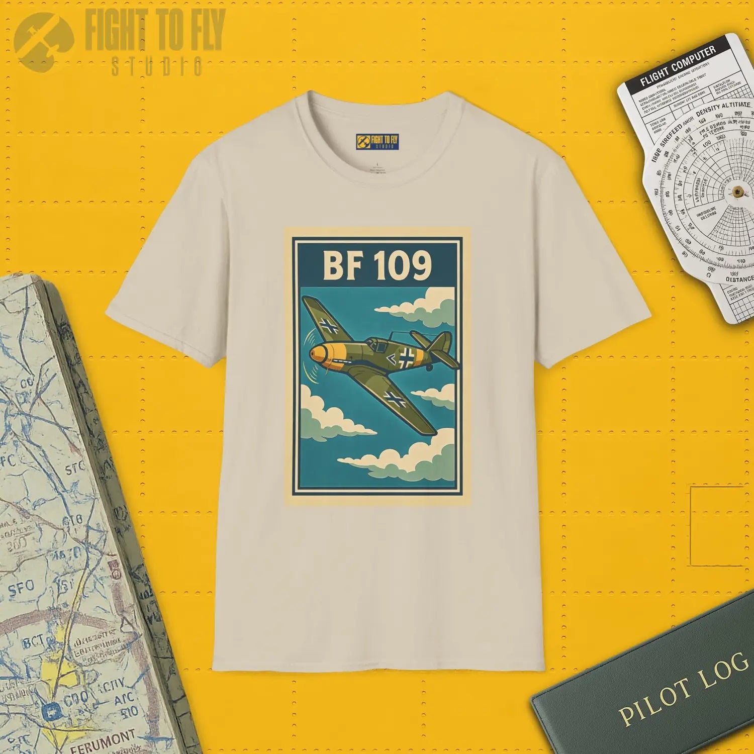Messerschmitt Bf 109 Premium Full Graphic T-Shirt - Pilot gifts - WWII warbird t-shirt