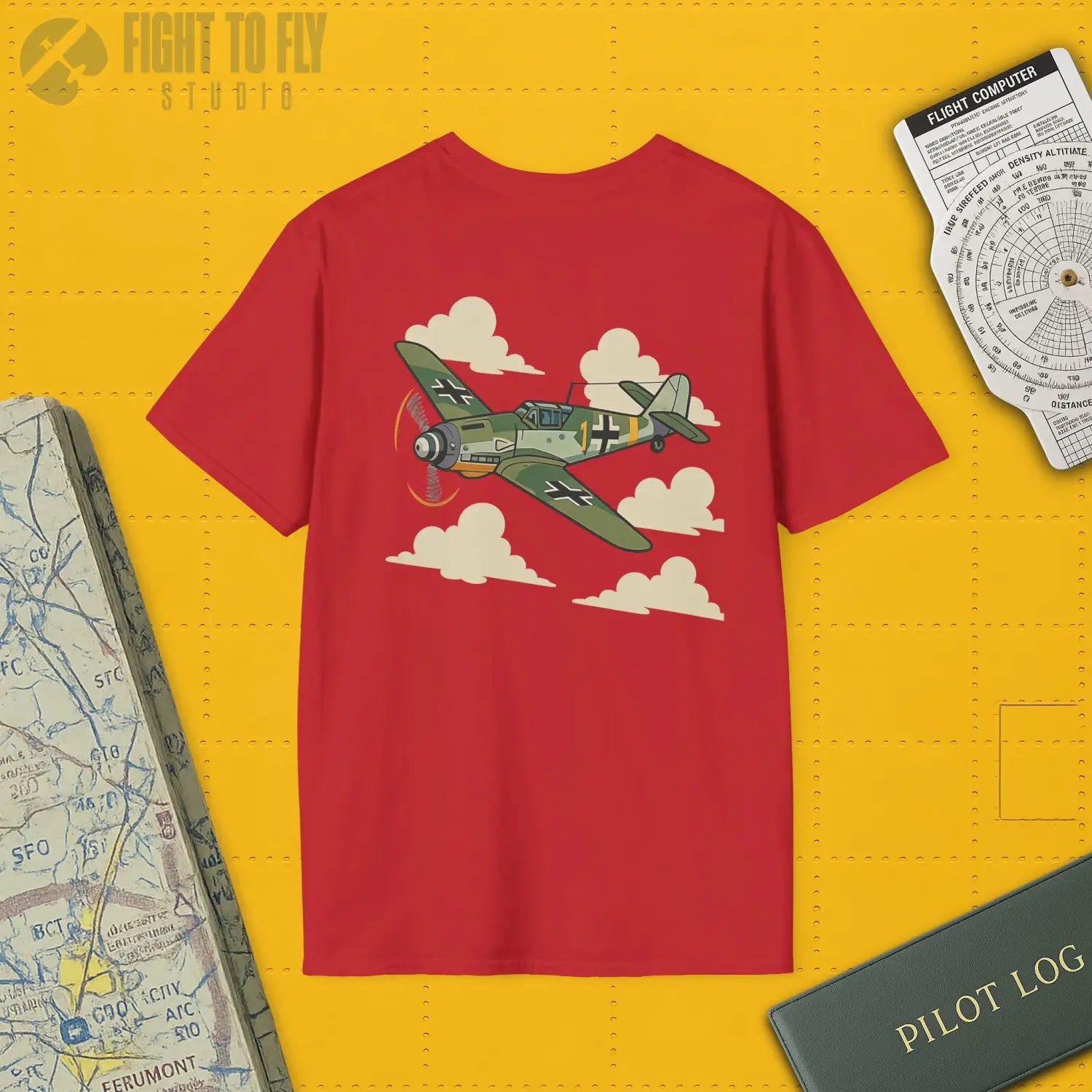 Messerschmitt Bf 109 Premium Full Graphic T-Shirt - Pilot gifts - WWII warbird t-shirt