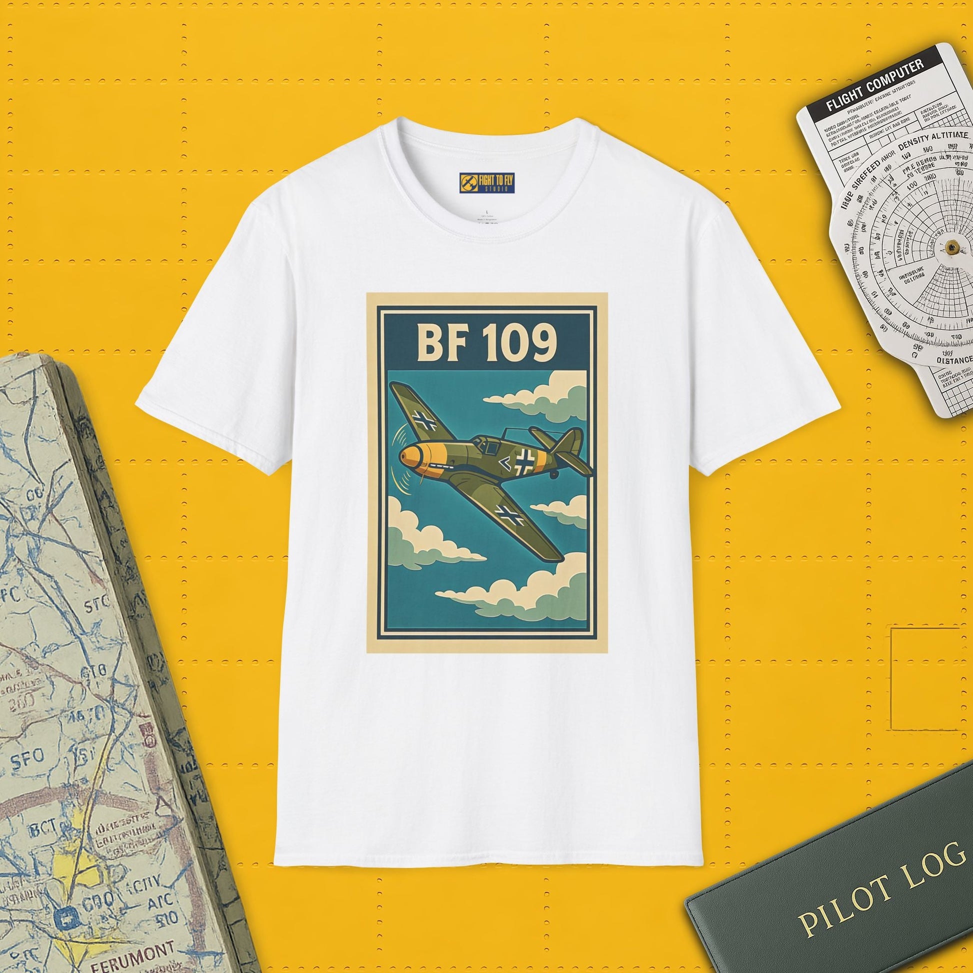 Bf 109 Premium T-Shirt – Iconic WWII Fighter Full Print Aviation Tee - Pilot gifts - warbird t-shirt