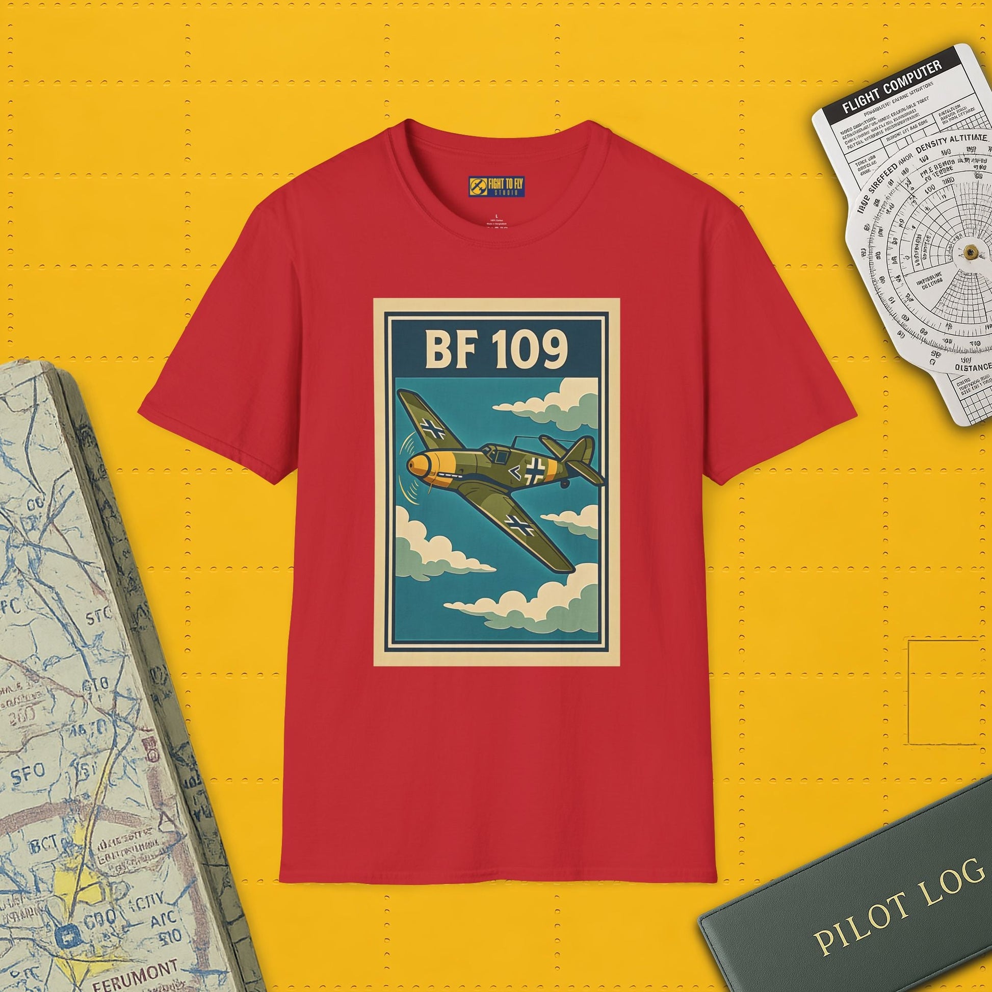 Bf 109 Premium T-Shirt – Iconic WWII Fighter Full Print Aviation Tee - Pilot gifts - warbird t-shirt
