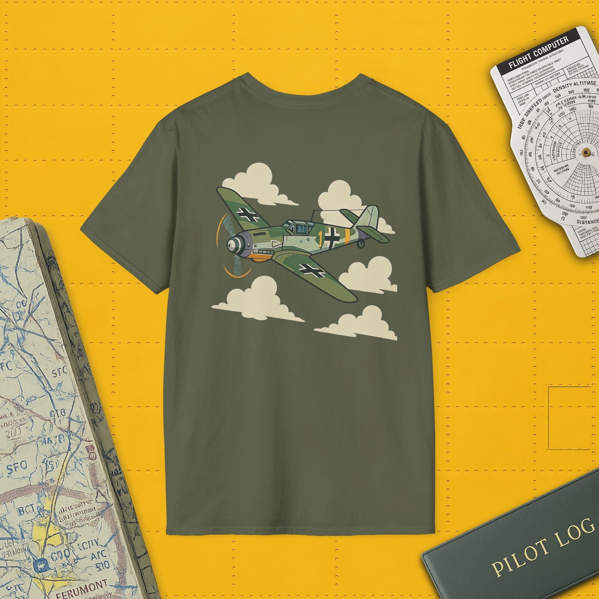 Bf 109 Premium T-Shirt – Iconic WWII Fighter Full Print Aviation Tee - Pilot gifts - warbird t-shirt