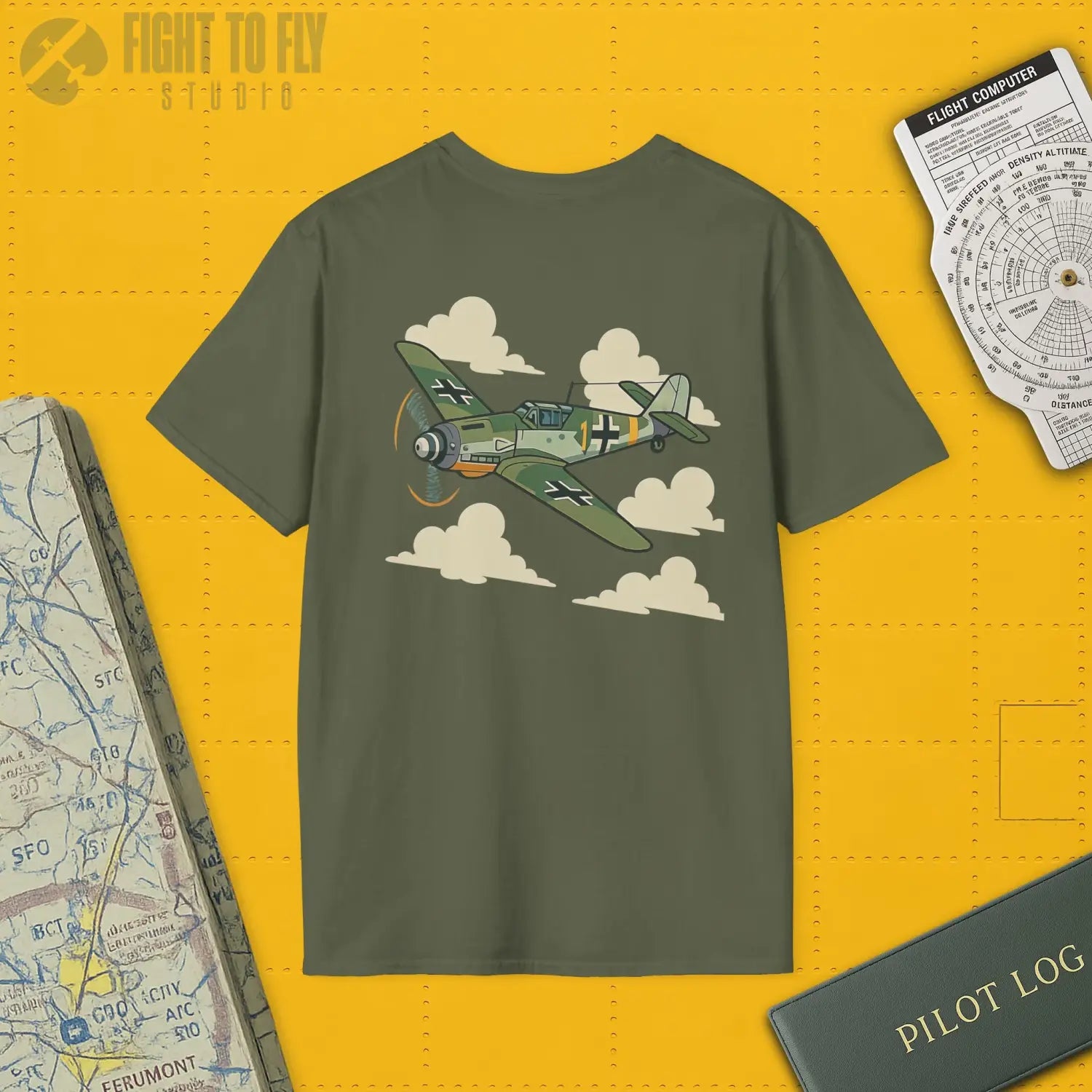 Messerschmitt Bf 109 Premium Full Graphic T-Shirt - Pilot gifts - WWII warbird t-shirt
