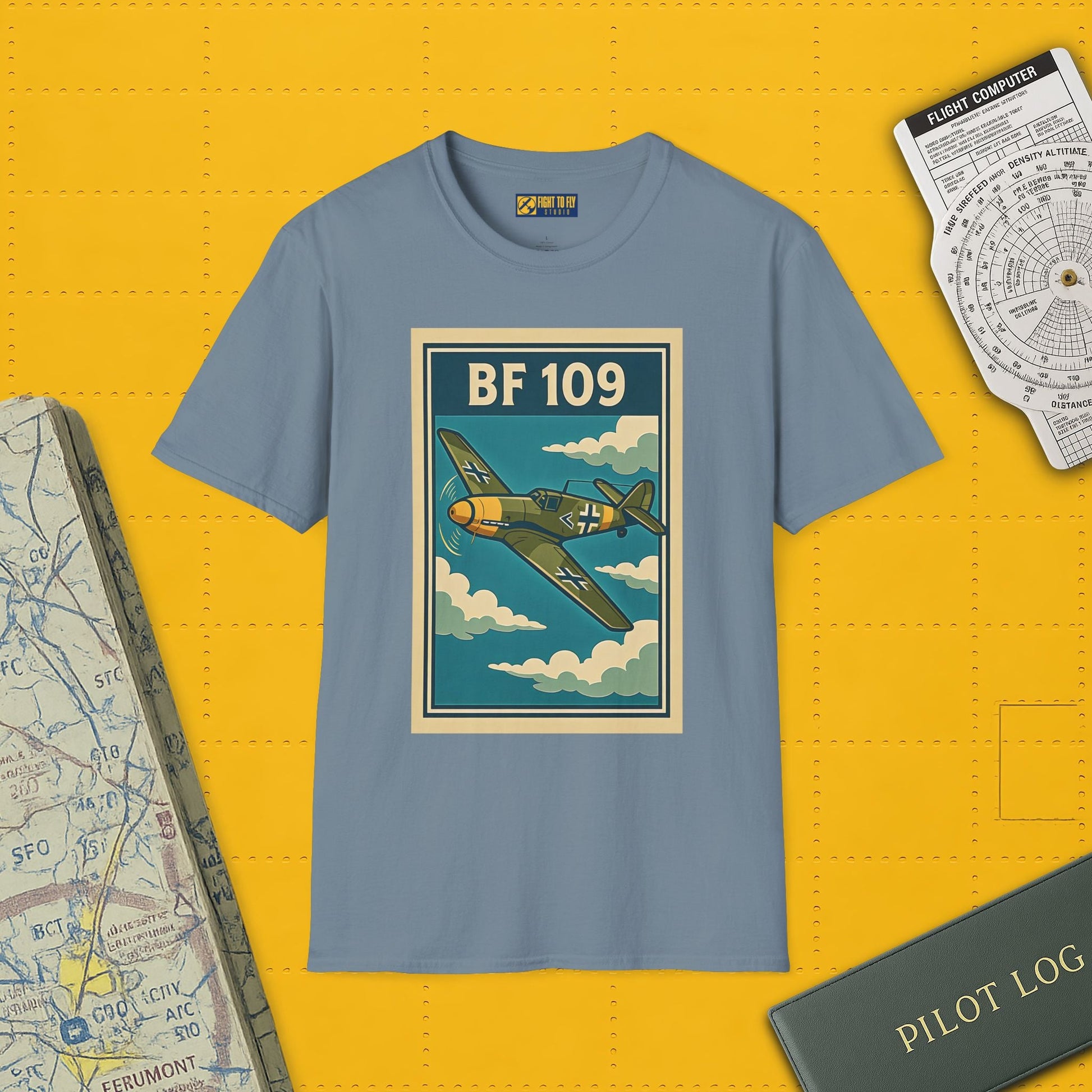 Bf 109 Premium T-Shirt – Iconic WWII Fighter Full Print Aviation Tee - Pilot gifts - warbird t-shirt