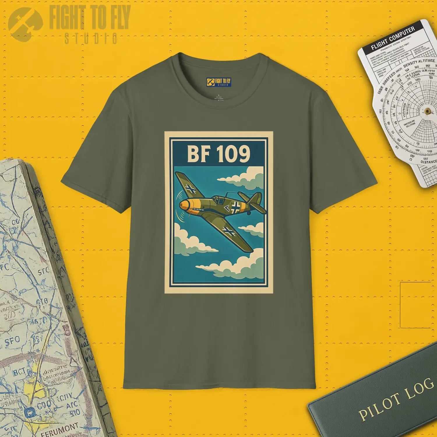 Messerschmitt Bf 109 Premium Full Graphic T-Shirt - Pilot gifts - WWII warbird t-shirt